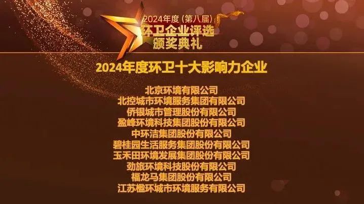 连续五年登榜丨熊猫体育环境荣膺“2024年度环卫十大影响力企业”